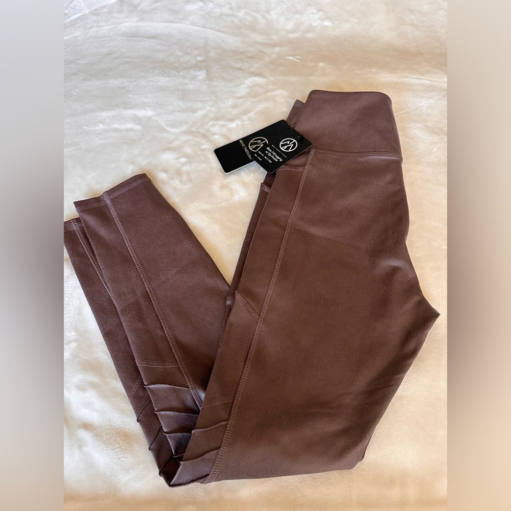 NWT Move Theology Faux Leather Moto Leggings with pockets